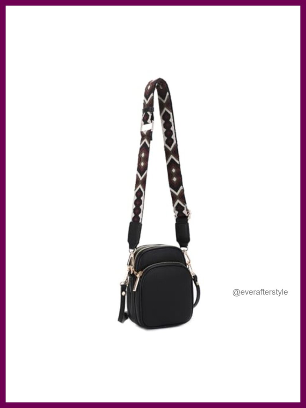 Vegan Leather Small Crossbody Bag Triple Compartment Adjustable Straps